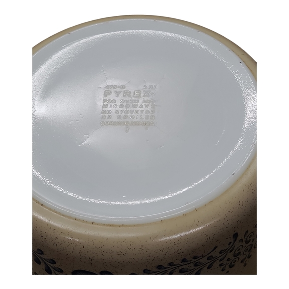 Vintage Pyrex Homestead Speckled Beige Blue Casserole Model # 475-B 2.5 L Dish - Picture 10 of 10